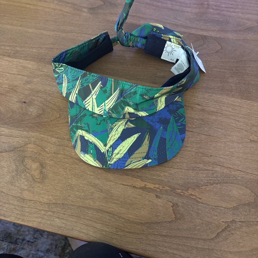 Aerie Green and Blue Leaf Print Visor